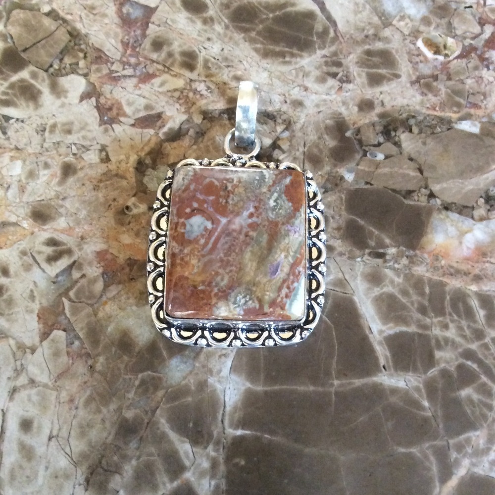 Handmade Silver Birds Eye Jasper Pendant